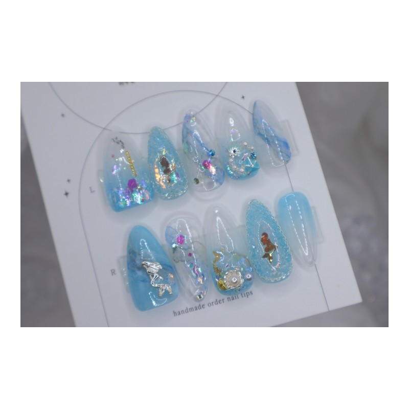 Handmade nail tips - ♀ Siren - Coffin Egg /