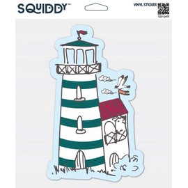 Squiddy Lighthouse Seaside - Vinyl Sticker for Car, Laptop, Notebook (5" Tall)
