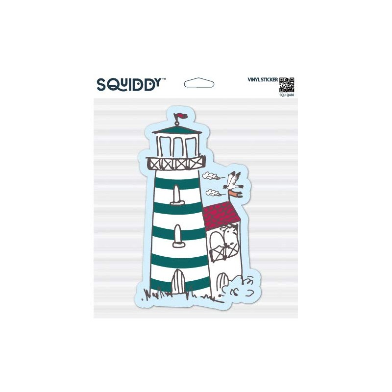 Squiddy Lighthouse Seaside - Vinyl Sticker for Car, Laptop, Notebook