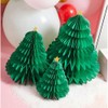 3 Green Christmas Tree Honeycomb Decorations, Pop Up Paper Christmas