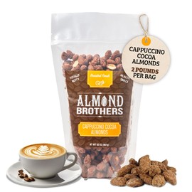 Almond Brothers Roasted Almonds - 2 lb bag - Hand Crafted Cappuccino & Cocoa Almonds, Gluten-Free, Non-GMO