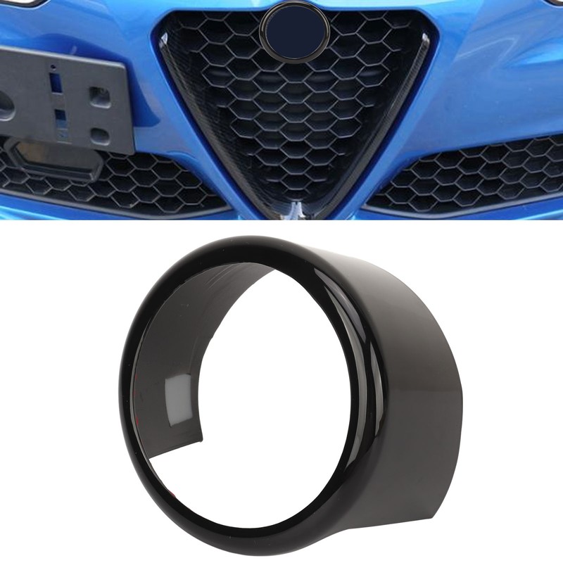 Front Grille Emblem Logo Ring Glossy Black Exterior Badge Decoration