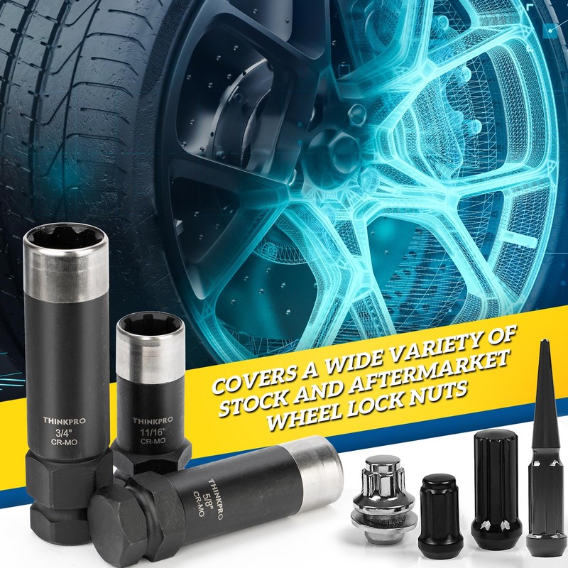 Thinkpro 7 Spline Lug Nut Socket Set,3 Piece 7 Point