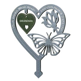 Garden Memorial Plaque for Grandma Grave Memoerial Present Weatherproof Inserted Garden Stakes Marker Yard Sign Garden Heart Shaped With Butterfly Flower Ornament Memorial Plaques Garden Signs