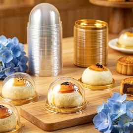 50 Pack 2 Inches Golden Mini Dessert Containers with See Through Domed Lids
