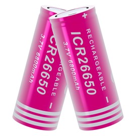 PAOWANG 2 Pack 26650 Rechargeable Battery 6800mAh Flat Top 3.7V Li Batteries for LED Flashlight Headlamp, Doorbells, Toys, Cameras