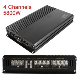 YaeCCC 5800W 4 Channel Car Amplifier 4 Ohms Slim Stereo Audio Amp Speaker System Device
