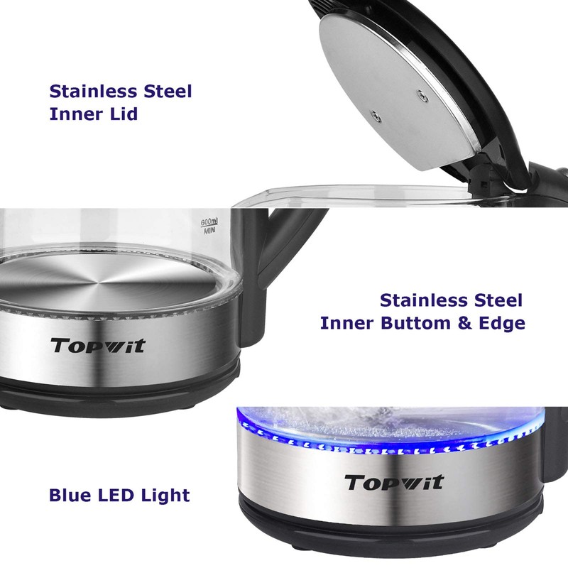 TOPWIT Electric Kettle Glass Hot Water Kettle, 2.0L Water Warmer,