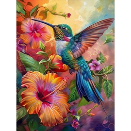 GHHKUD 5D Diamond Painting Kits for Adults, Bird and Flower Diamond Art Kits for Beginners, DIY Full Drill Diamond Art Stitch, Diamond Art Canvas Painting Pictures for Home Wall Decor, 30 * 40CM