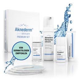 aknederm Premium Set for Normal Skin - Set with Tincture/Cleansing Foam/Lotion/Cream H & Cleansing Pads - Natural Skincare Set - Ideal for Acne Treatment 780 g