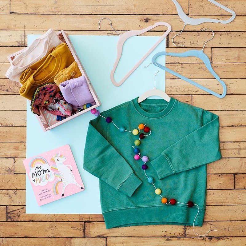 3 Sprouts Velvet 10 Piece Non-Slip Baby Hangers, Blue