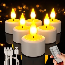 PChero - Paquete de 6 velas recargables sin llama con temporizador remoto, funciona con pilas, velas LED parpadeantes para el hogar, boda, Halloween, otoño, decoración de Navidad