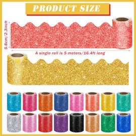 Qeeenar 16 Rolls 263 ft Bulletin Board Borders Scalloped Border Trim Colorful Bulletin Board Strips Classroom Decoration Strips Decorative Poster for School Decor(Cute Color)