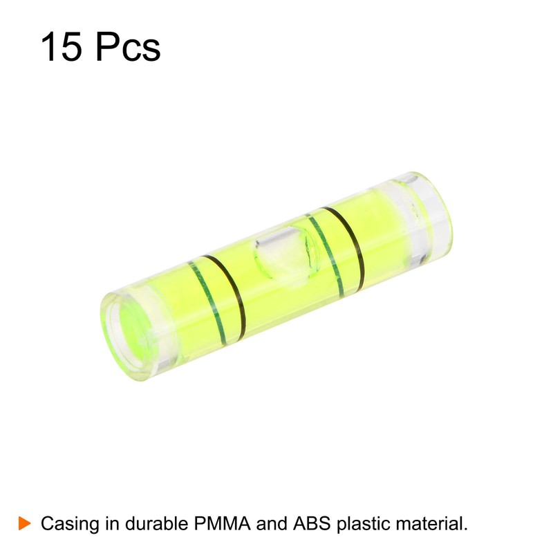 HARFINGTON 15pcs Small Cylindrical Bubble Level Vials 6.5x25.5mm PMMA Mini
