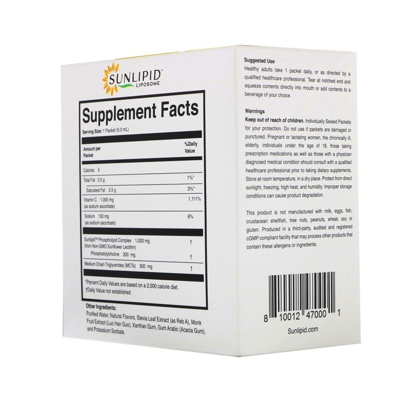 SunLipid Liposomal Vitamin C with MCT Oil, 30 Packets, 0.17