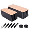 2 Pack Large Cable Management Box – Wooden Style Cord