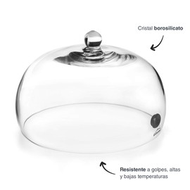 Lacor - 61816 Magic Food Smoker Bell, Glass Lid with Valve, Allows the Entry of Smoke, Steam and Flavours to Smoke and Flavour Food, 20 x 12 cm