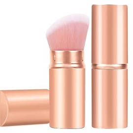 FANGHUIER Kabuki Foundation Brush Foundation Brush Retractable Makeup Brush Travel Makeup Brushes， Blusher Brush For Cheeks， Liquid Foundation Brush (Aluminum tube pink gold tube)