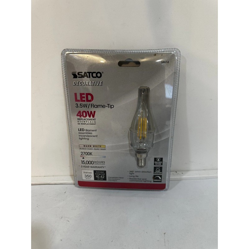 SATCO Pack of 4 Candle Flame Tip Frosted Bulb 3.5W