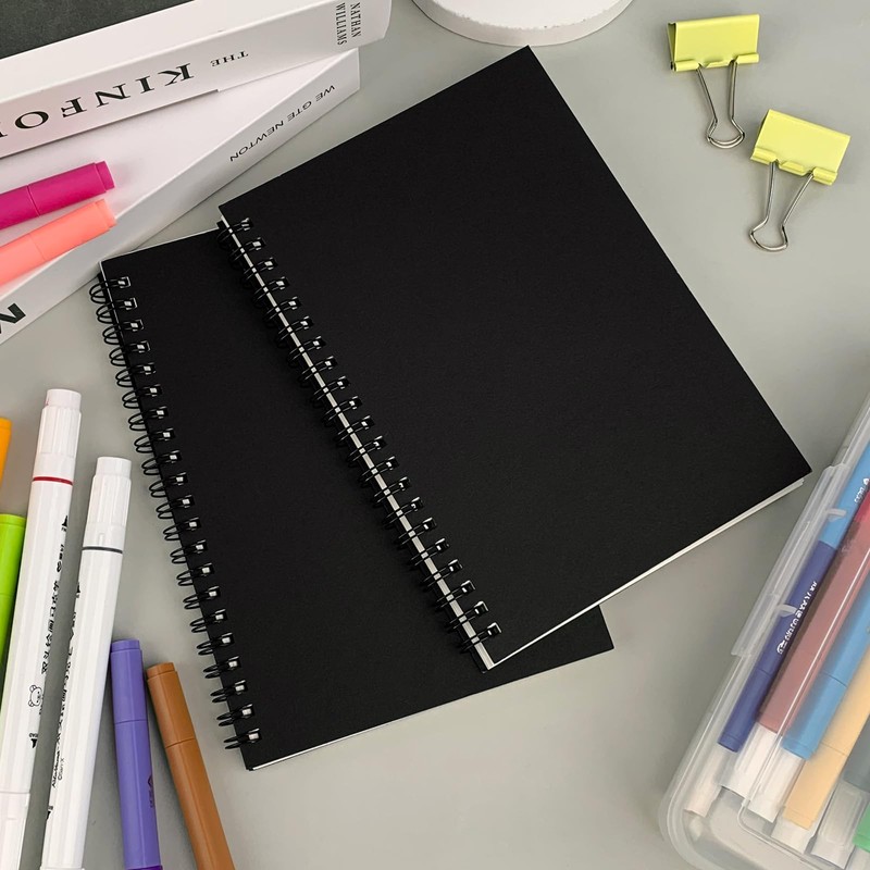 DSTELIN Blank Spiral Notebook, 3-Pack, Soft Cover, Sketch book, 100