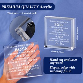 Leader Mentor Appreciation Gifts for Boss Day Gifts Acrylic Keepsake Boss Lady Gifts for Women Thank You Gifts for Men Retirement Gifts for Boss Male Christmas Office Desk Decorations Paperweight