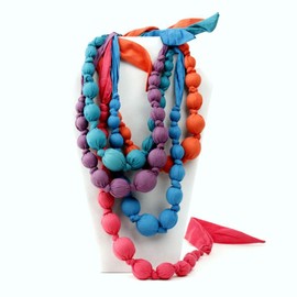 Peppercorn Kids Girls Fabric Beaded Necklace - Violet Purple (Childs Age 3-8Y)