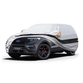 Holthly Holthly 10 Layers SUV Car Cover Custom Fit for Ford Explorer (2006-2025), Waterproof All Weather for Automobiles, Outdoor Full Cover Sun Dust Rain Protection with Cotton. Silver