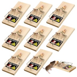 8 Pack Large Rat Traps, Reusable Wooden Mouse Traps with Heavy Duty Double Spring, Sturdy Wood Base, Trampa para Ratas Trap for Rats, Mice & Rodents, Indoor & Outdoor Use