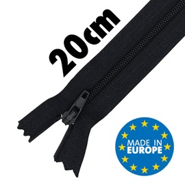 MARARDI [Pack of 5 Zippers [Black] Nylon [25 cm] Sewing and Crafts for Clothing Bags Fabric for Sewing Machine Patchwork Plastic Cotton Zipper with Metal Zip