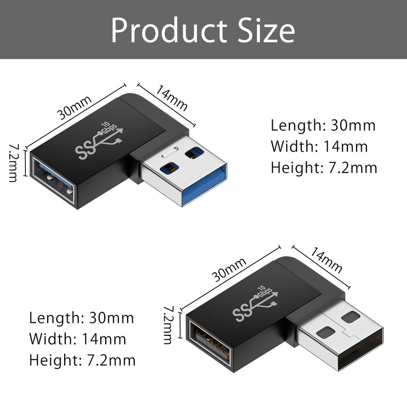HENGBIRD USB 3.0 Angled Connector 90 Degree, USB Angle Plug