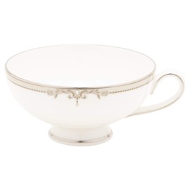Narumi 51008-2508 Cup Saucer, Thin Pearl Accents, Arabesque, Platinum, Silver, 8.1 fl oz (230 cc), Made in Japan