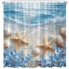 EUBTPA Starfish Shower Curtain Seacoast Sand Seashells Blue Flower Tropics