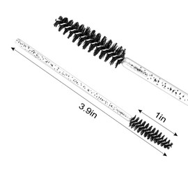 Crystal Lash Wands, 100PCS Disposable Eyelash Brush Mascara Lash Wands Makeup Brushes Applicators Kits for Eyelash Extensions and Eyebrow Brush (Crystal Black)