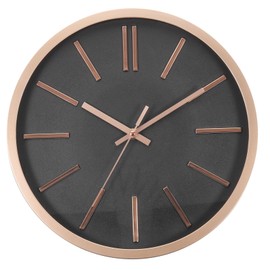 YOKIVE Wall Clocks, Operated Silent Non-Ticking Round 3D Wall Clocks Modern Clock, Great for Office, Bedroom, Living Room, Decoration(Rose Gold/Black, 12-Inch)