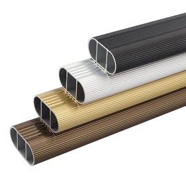 Btibpse Oval Closet Rods Heavy Duty Aluminium Alloy Wardrobe Rod Application Clothes Hanging Oval Rod 18/20/24/31/39 Inch for Closet Wardrobe (Gold, 24")