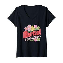 Womens Marisol Limited Edition Flowers Custom Name Wife Grandma V-Neck T-Shirt