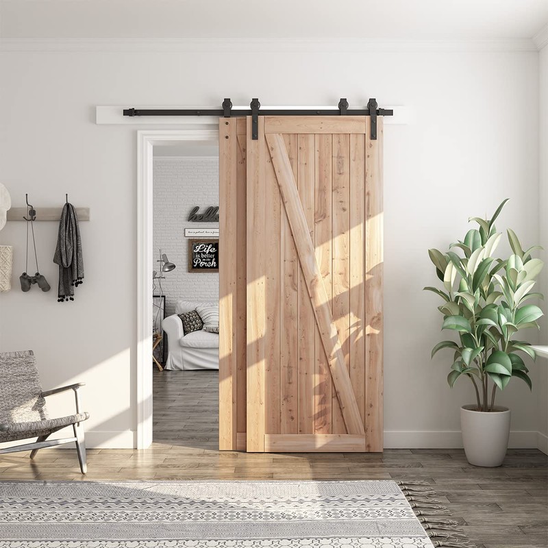SMARTSTANDARD 6 Feet Bypass Sliding Barn Door Hardware Kit -