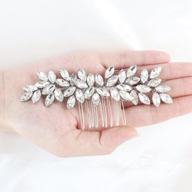 Brihasory Luxurious Wedding Hair Comb Full Rhinestones Bride Hair Accessories for Party Prom Bridal Side Hair Combs for Women Bride Girls Hair Decoration(Silver)