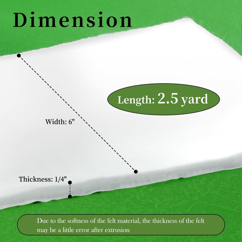 Felt Roll, 1/4" x 6" x 2.5yd White Padding Felt,