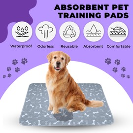 MarV 2-Pack Washable Pee Pads for Dogs Non Slip Puppy Pads , Ultra-Absorbent Mats for Puppy Training, Multi-Use, Reusable Puppy Pads (Grey, M)