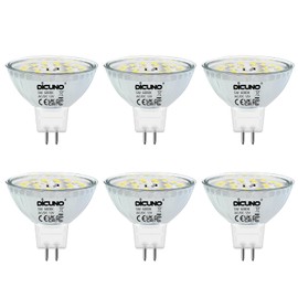 DiCUNO GU5.3 LED Bulb, Non-dimmable 12V MR16 Spotlight Bulb, Daylight White 6000K, 500LM, 5W, 50W Halogen Replacement for Track Lighting, Recessed Lighting, 6 Pack