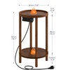 HOOBRO Small Round Side Table with Charging Station, 2-Tier Round
