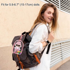 2 Pack Protective Case for Blind Box Figures, Clear Display Case with Keychain Pompoms, Waterproof Dustproof Display Bag for Blind Box Collectibles (Clear & Pink)