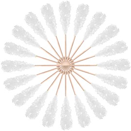 Rock Candy Crystal Lollipops, Purple, Red, Blue, Orange,Pink, White Sugar Sticks, Individually Wrapped, 20 Pieces (Unflavored)