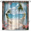 MZYZAF Ocean Beach Shower Curtain Tropical Palm Tree, 70X70Inch