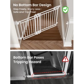 Grownsy Baby Gate for Stairs- No Bottom Bar, Adjustable Width 32” to 48” for Child and Pet, Dog Gate with Auto-Close & One-Hand Operation, Screw-in Installation for Doorways and Indoor Use