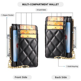 POXIADIV Credit Card Holder for Women Slim Minimalist Front Pocket RFID Blocking Wallet Small Compact Card Case with ID Window,Front Pocket Thin Travel,Black