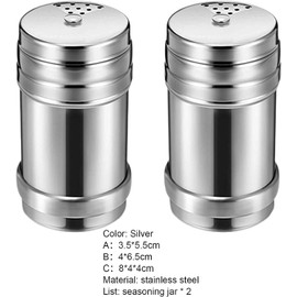 2Pcs Stainless Steel Sugar Shakers Spice Salt Pepper Organizer Container Dust-Proof Stainless Steel Salt Shakers, Salt Shakers