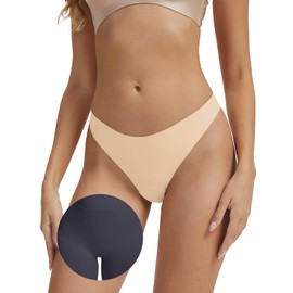 Leovqn Seamless No Camel Proof Thongs Mid Waist No Show Invisible Panties Camel Concealer Underwear for Women