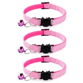 3 Pack Reflective Cat Collars with Bells & Quick Release Cat Collar (Pink)
